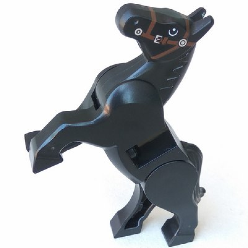 Paard met Beweegbare Benen en Donker Bruin Hoofdstel Black